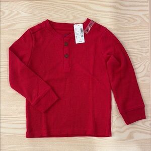 The Children’s Place - Red Knit Long Sleeve Henley Shirt Kids